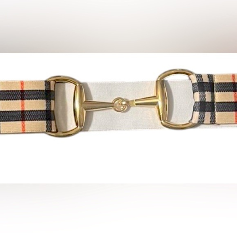 NWT Equestrian Snaffle Bit Belt Adjustable w/Stretch Tartan /Gold Buckle OSFM - Picture 9 of 9